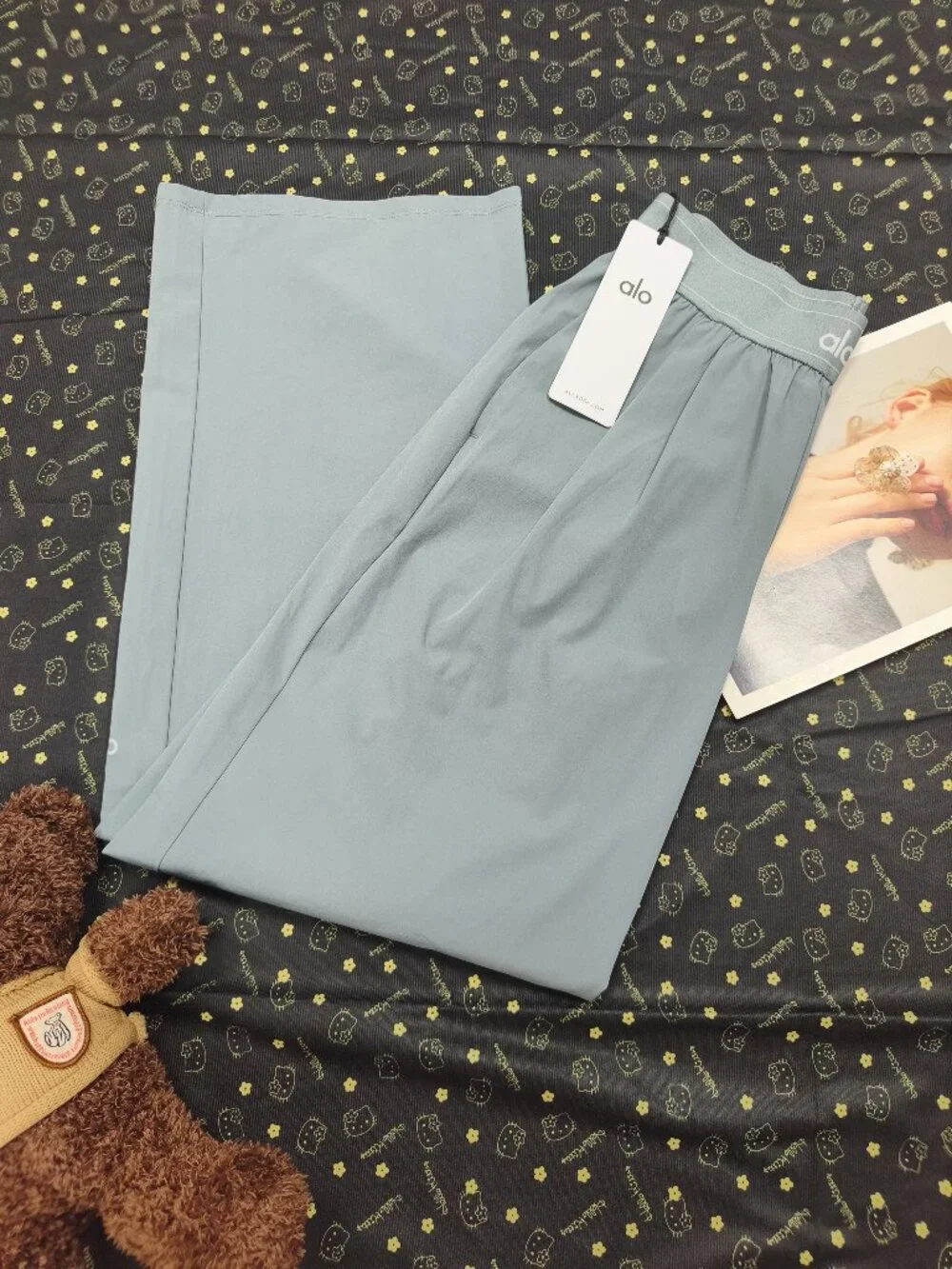 ALO Yoga Regular Steel Grey Straight Leg Trouser Easy Everyday Comfy Pants🕊